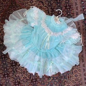 Vintage teal beautifully made in USA toddler dress size 4T